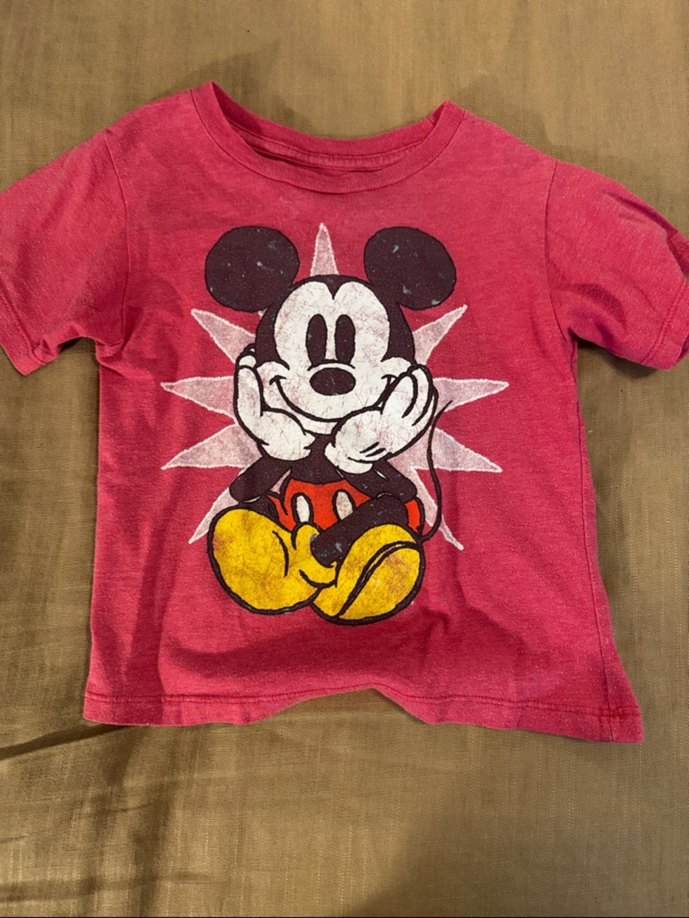 Disney Red Mickey Mouse Graphic Tee with Yellow Shoes